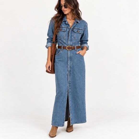 Universal Thread Dresses & Skirts - Universal Thread Denim Maxi Shirt Dress Utility Western Size 4R